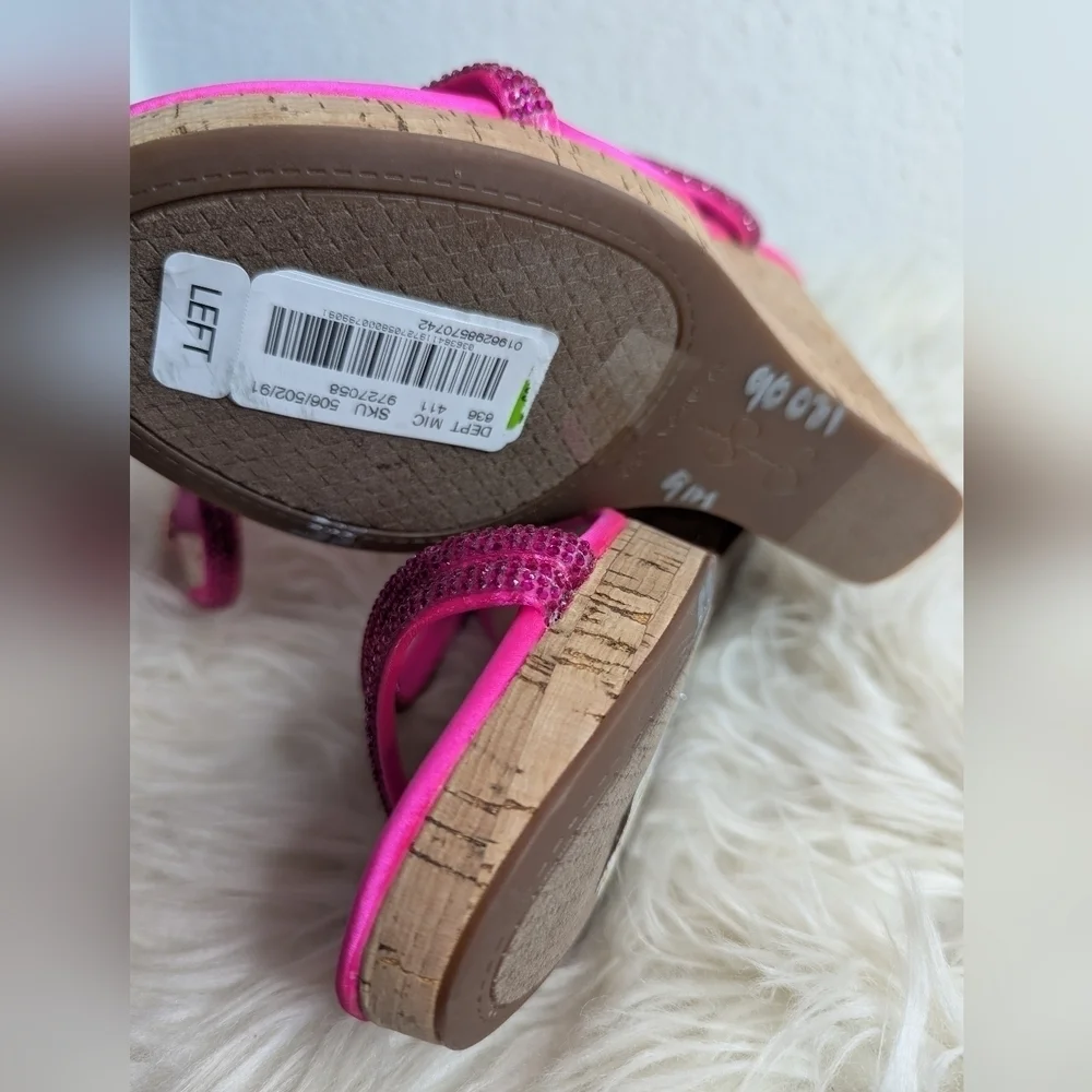 Jessica Simpson Cork Wedge Hot Pink Heels - Picture 12 of 13